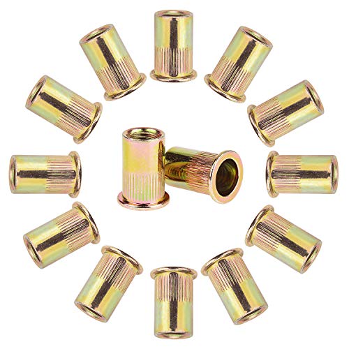 50 Pieces 1/2"-13 Zinc Plated Carbon Steel Rivet Nuts Flat Head Threaded Insert Nutsert
