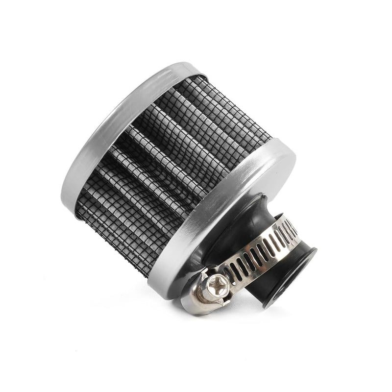 MUGE RACING 2Pcs Air Filter Cold Air Intake Filter Breather 12mm Valve Cover Breather Filter For Car and Motorcycle (Sliver) Sliver