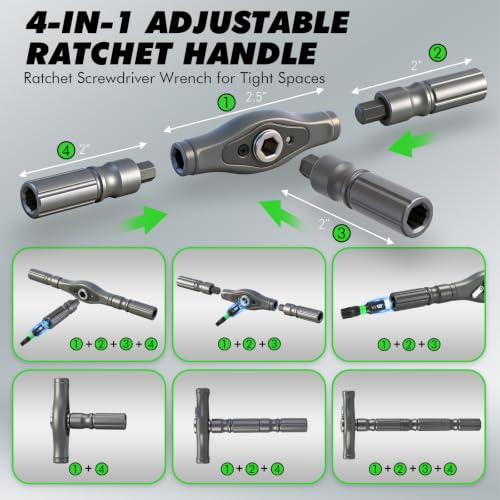 46 in 1 Magnetic Ratchet Screwdriver Set, Multi-Bit Screwdriver Kit, Nut Driver Set, Detachable Ratchet Handle with Storage Case, Repair Tool Kit for Furniture, Computer, Bicycle 46-in-1 Screwdriver Set