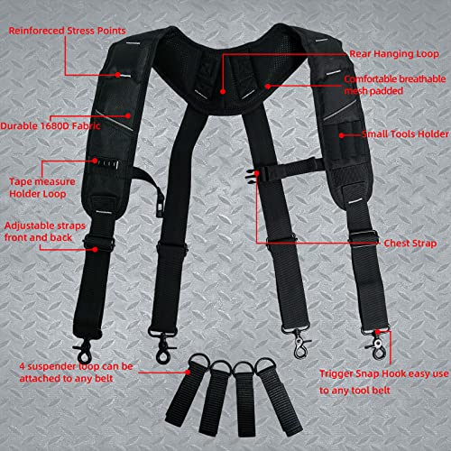 KUNN Magnetic Tool Belt Suspenders & 2-Inch Work Tool Belt Quick Release