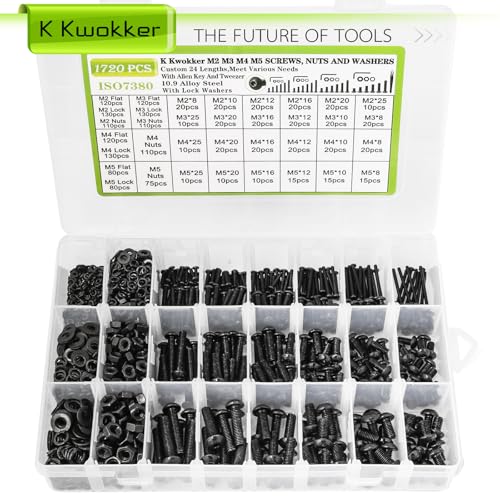 1720Pcs M2 M3 M4 M5 Hex Button Head Cap Screw Kit + 2540Pcs M3 Button Head Screws & M3 Flat Head Screws