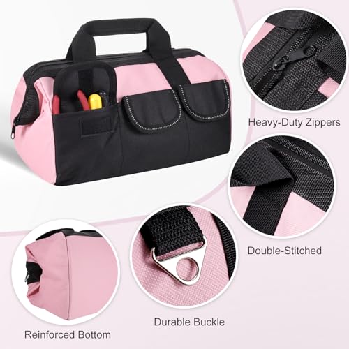 3 Pack Pink Tool Bag for Women, 13 Inch Water-Resistant Tool Organizer