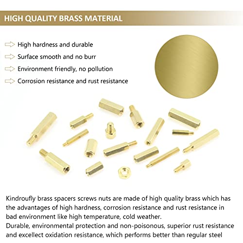 421 Pieces M2 M2.5 M3 Male Female Hex Brass Standoffs Spacers Screws Nuts Kit, Kindroufly Brass Standoffs Assortment Kit for PCB Motherboard M2 M2.5 M3 Brass Standoffs