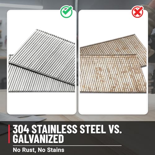 16 Gauge 2-Inch (50mm) 20-Degree Stainless Steel Angled Finish Nails - No Rust for Siding & Trim (2000 PCS) 1 BOX 2" Length
