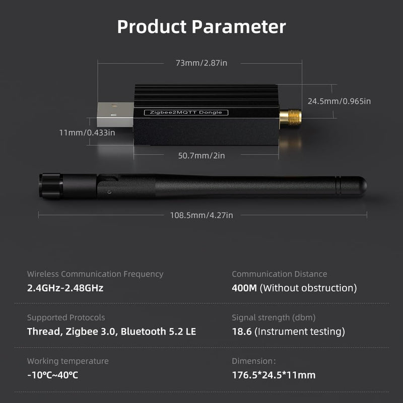 Zigbee 3.0 USB Dongle with 20dBm Output | TI CC2652P+CP2102N Dual-Chip | Multi-Protocol Support | Preloaded Z-Stack 3.x.0 Firmware | Plug & Play for Home Assistant, OpenHAB, and More