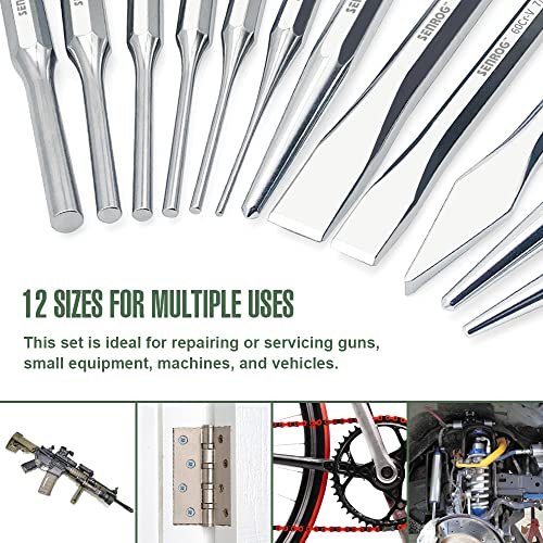 12-Piece Punch and Chisel Set, 60Cr-v Steel Made and Heat-treated.