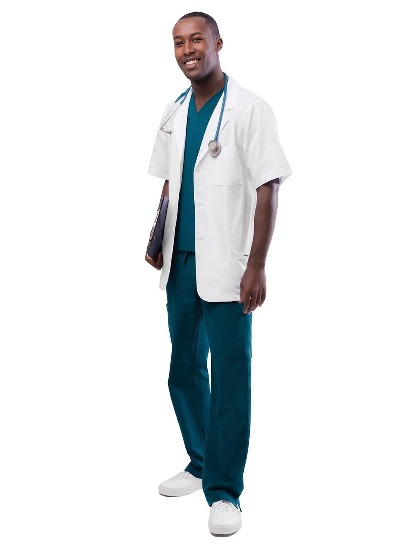Adar Universal Unisex Lab Coats - Short Sleeve 31" Consultation Lab Coat Large White