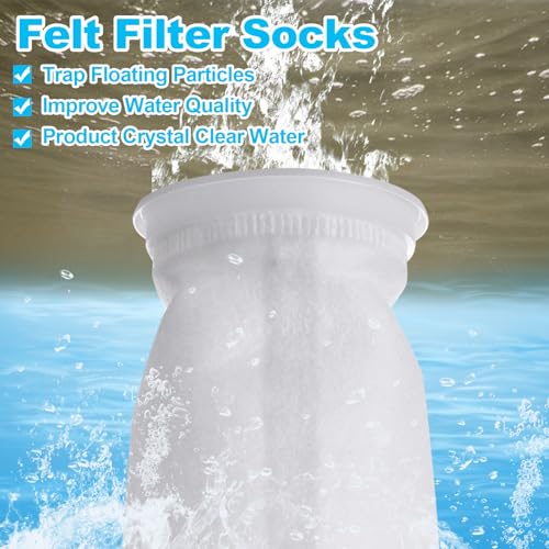 10 Pack Filter Bags 7 Inch Filter Sock, Filter Socks 7 Inch 12 Inch Long 200 Micron Felt Filter Sock, Felt Filter Sock for Aquarium, Industry, Chemical, Water Liquid Filter Bags
