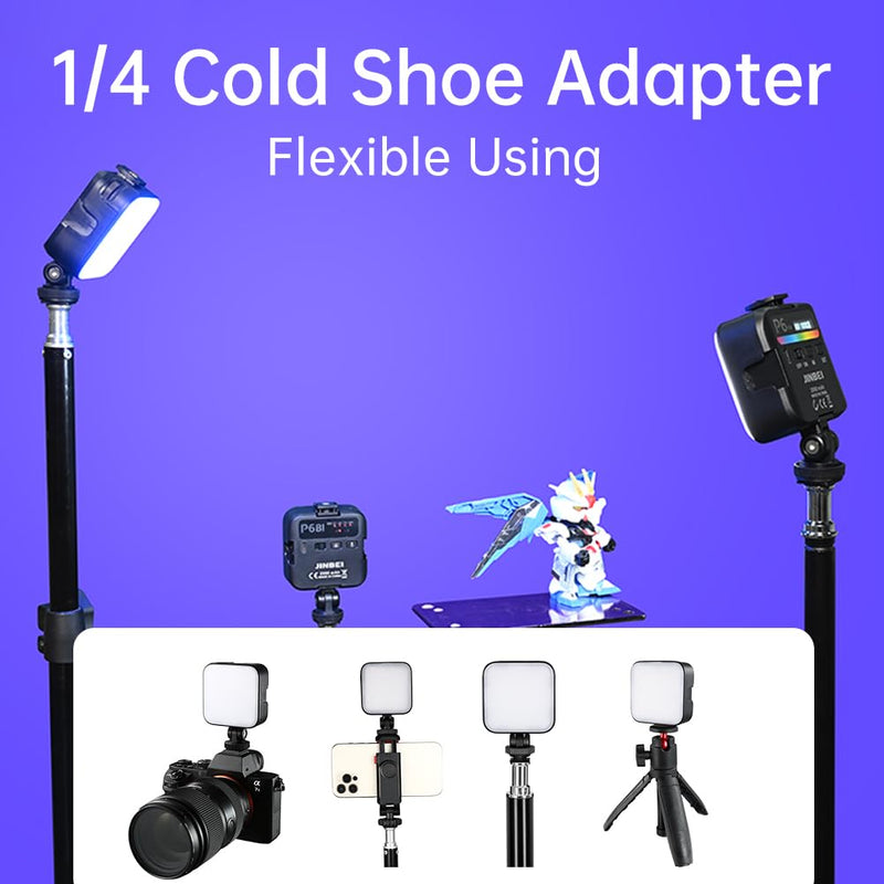 JINBEI P6 LED Video Light,Camera Light with 4 Cold Shoe Mount 2000mAh Rechargeable Portable Photography Lighting (P6 RGB) P6 RGB