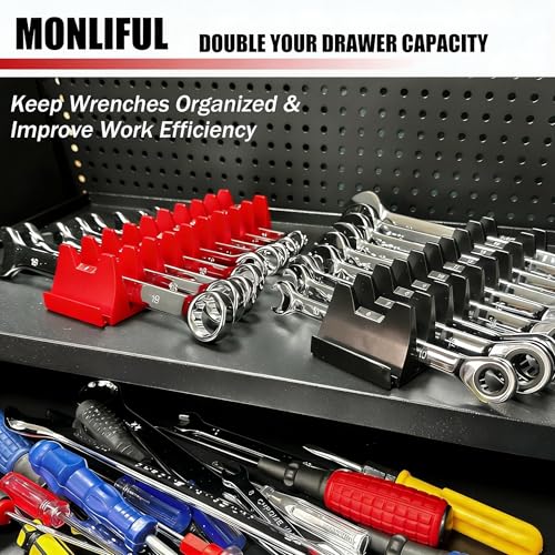 96 pcs Magnetic Modular Wrench Organizers for Tool Drawers - Wrench Rack with Metric&SAE Labels,Tool Storage Set Wrench Holder,Festival for Father and Boyfriend 96 PCS