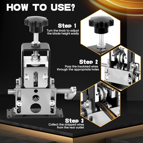 Manual Wire Stripping Machine, 0.04"-1" Drill Powered Dual Mode
