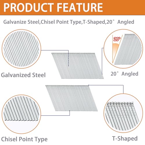 16 Gauge 20° Angled Finish Nails, Galvanized,1-1/2":3000PCS 1-1/2"---3000PCS