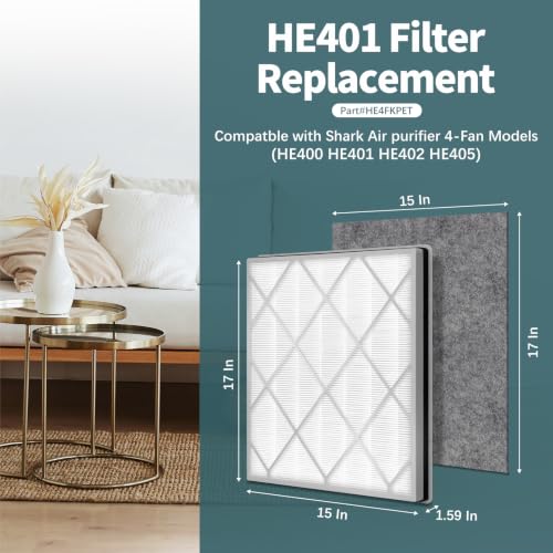 Astrair HE401 HEPA Filter Replacement 1Hepa+2Pre for Shark Air Purifier 4 HE401-1+2 Set