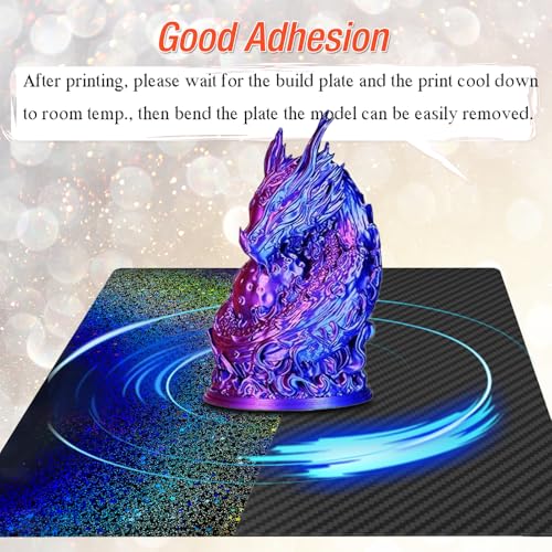 Smooth PEY PET Printing Plate 250 x 250 mm, Rainbow Starry PEY Carbon Fibre PET Build Plate Spring Steel Print Bed for QiDi Q1 Pro for AnkerMake M5 3D Printer