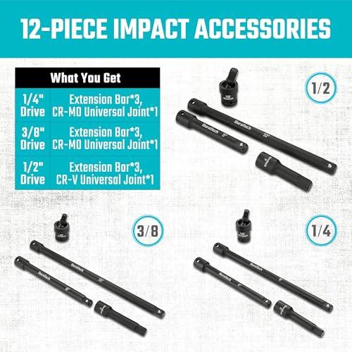 DURATECH 12-Piece Impact Socket Extension Set