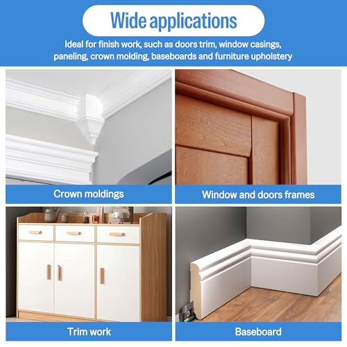 meite 15 Gauge 34 Degree Finish Nails Set 1-1/4' Inch & 1-3/4 Inch Galvanized Angled Finishing Nails for Finish Nailer Gun - Cabinet Crown Baseboard Door Trim