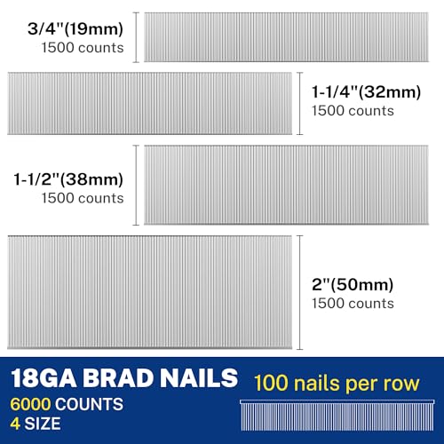 WORKPRO 18 Gauge Brad Nails, 2'',1-1/2'',1-1/4'', 3/4''Brad Nails