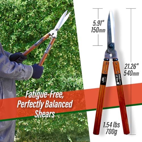 SUIZAN Hedge Shears 21.3" - Japanese Garden Clippers for Precise Trimming 5.9 Inch (150mm) Blade