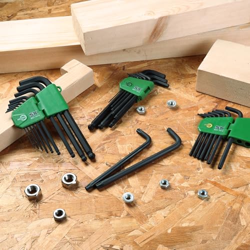 SK Allen Wrenches Sets, 18-Piece Metric/SAE/Star Hex Key Set, S2 Steel