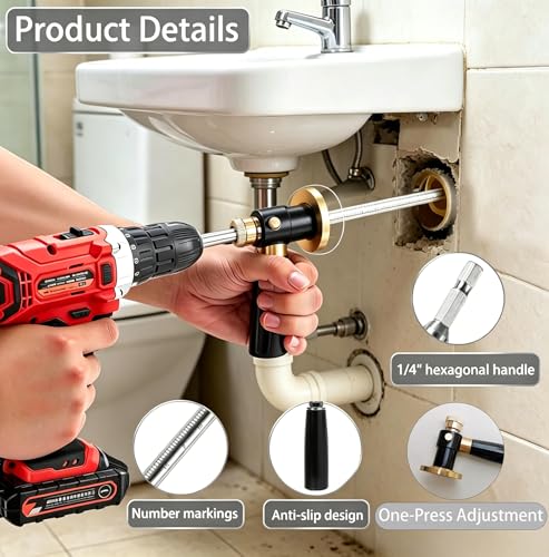Upgraded Inside Pipe Cutter for PVC Pipe, One-Press Adjustable Depth 0.4"-7", Flush Cut Tool with Diamond Cutting Wheel, Fits Multiple Pipe Sizes, 1/4" Hex Shank for Drill & Impact Driver Pro Kit