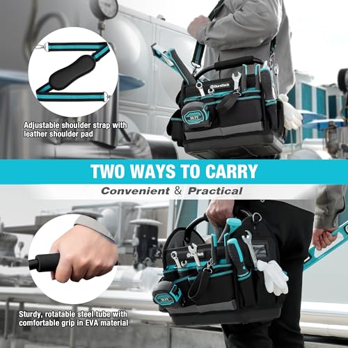 DURATECH 12" Tool Tote with Waterproof Hard Bottom and Multi-Pockets
