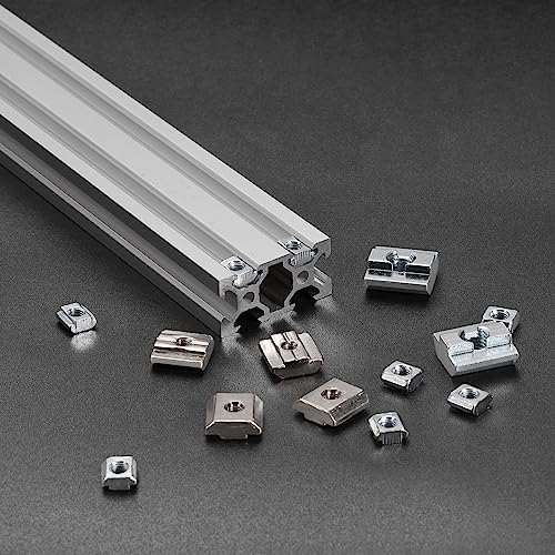 uxcell t Nuts, 60pcs - Nickel Plated Carbon Steel t Slot Bolts, 3030 Series M6 Hammer Head Fastener, Sliding t Nuts for Aluminum Extrusion Profile (Silver)