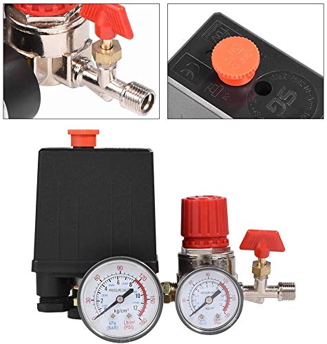 Small Plastic Air Compressor Pressure Switch, Lightweight Valve Regulator With Gauge, Replacement For Clarke Bandit 6L Oilless, 2Pcs