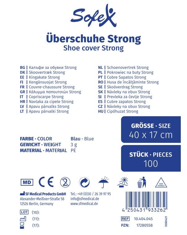 SOFEX Blue Disposable Shoe Covers - Waterproof, Latex-Free PE Shoe Covers, Pack of 100, Rain Cover, Waterproof Protective Covers for Construction Sites, Medicine, Home Use and Outdoor Use
