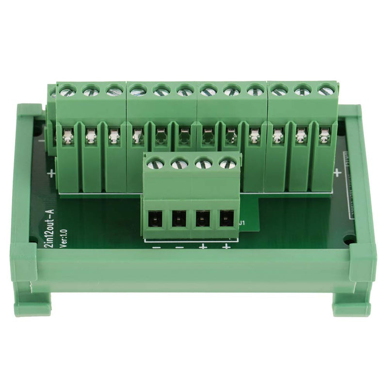 12 position power distribution fuse module board interface card for DIN rail mounting
