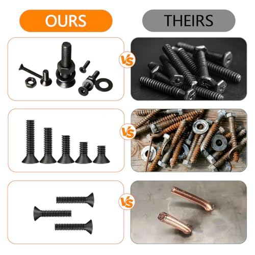 1715Pcs M2 M3 M4 M5 Screw Kit - 3D Printer Mini Screw, Allen Head/Flat Head/Countersunk Bolt/Screws, Metric Bolts Assortment, Black Nuts and Bolts for Mechanical Hardware M2/3/4/5-1715Pcs