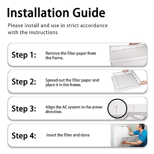 14x14x1 Air Filter,MERV 8 Pleated Air Conditioner HVAC AC Furnace Filters Reusable ABS Plastic Frame (1x Reusable ABS Frame+9 x Air Filter) (14x14x1) 14x14x1