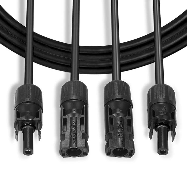 Solartronics Solar Cable 4 mm² 2 m with Solar Plug on Both Sides Black | Solar extension cable for solar system, H1Z2Z2-K, flexible, water-resistant, TÜV Rheinland, made in Germany, 2 x 2 m 2m - 4mm²