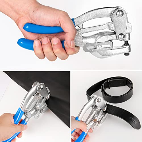 Metal Hole Punch Tool Set - Professional Heavy Duty Hole Punch for Metal - Hand 3/32in to 9/32in for Aluminum, Brass and Steel Sheet with Storage Box - Blue