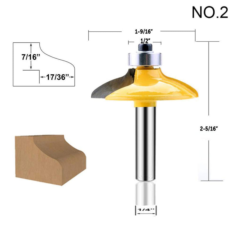 Router Bit Set 1/4-Inch Shank Door&Drawer Front Edging 4 PCS, Woodworking Milling Cutter Tools, Carbide CNC Router Grooving Mill Tool(1/4 Square) 1/4 Square