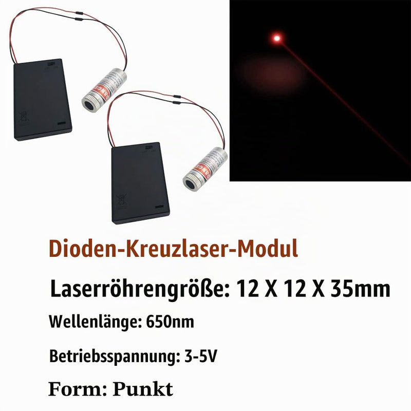 CTRICALVER Pack of 2 Round Laser 650 nm Focusable Laser Module Round Laser Focus Adjustable Laser Round Red 3-5 V with Plastic Lens + 2 x AA Battery Holder