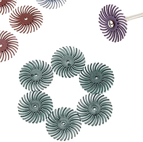 Mesee 18-Piece 25 mm Mixed Grit Detail Sanding Brush Set, Grinding Brush Gap Polishing Disc Assortment Kit, Radial Bristle Disc Set for Rotating Tools Deburring Polishing, 80/120/220/400/600/1000