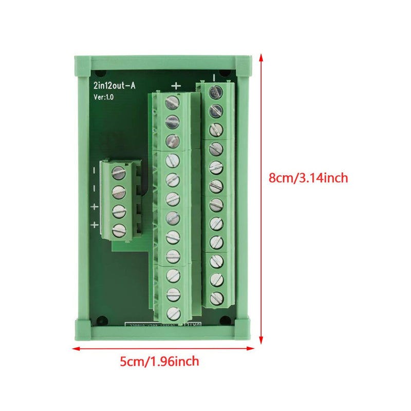 12 position power distribution fuse module board interface card for DIN rail mounting