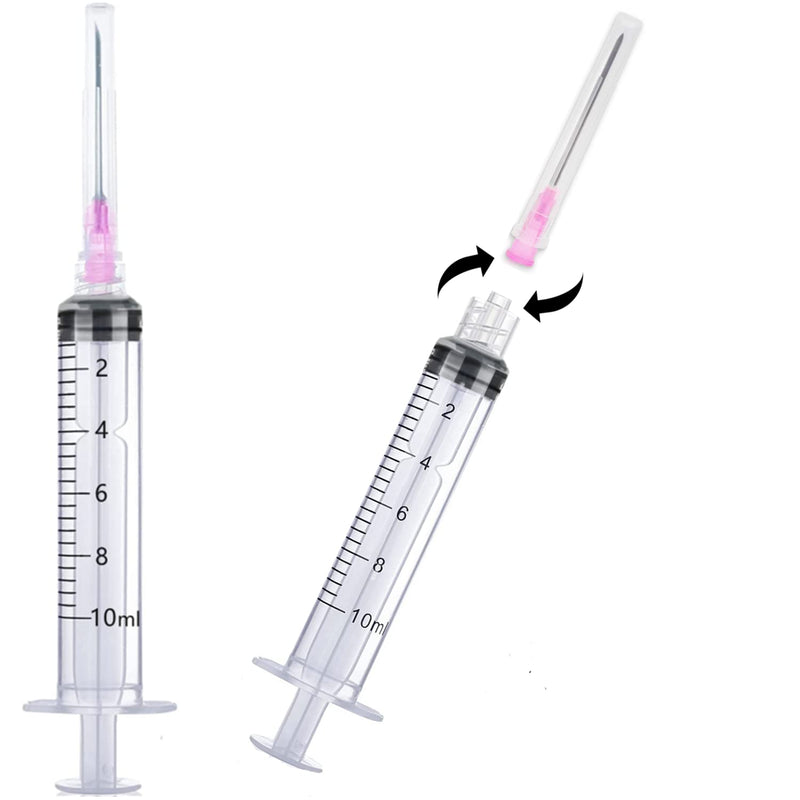 100Pack 10ml Plastic Syringe with 18Ga Disposable Measuring Tool, Individually Wrapped 100 Pack-10ml 18ga 100.0