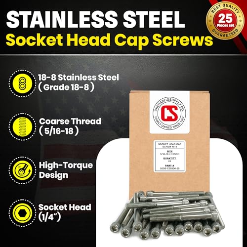 Chenango Supply 5/16-18 x 3" Stainless Socket Head Cap Screws