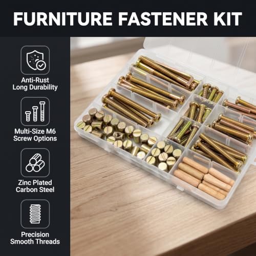 54 Set Crib Screws Hardware Replacement Kit - M6 Furniture Bolts Nuts Kit