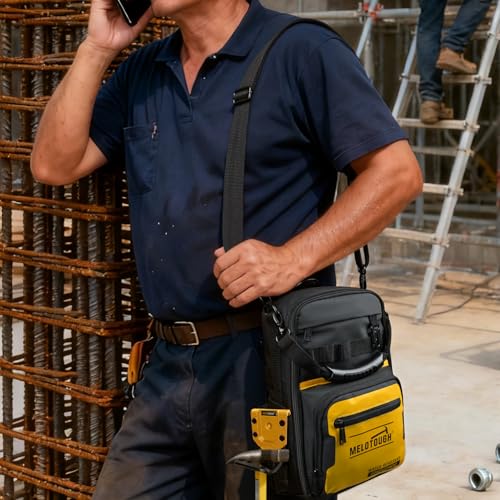 MELOTOUGH Small Tool Backpack for Men 30 Multi-Storage Pockets Heavy Duty Tool Bag Backpack, Tape Measure Holder Measuring Tape Holder