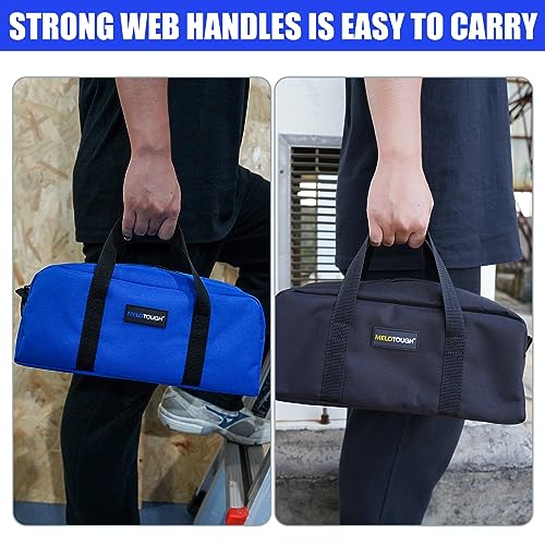 MELOTOUGH Utility Tool Tote bag Combo Kit-Includes 2 Medium Tool Organizer Bags for Electrician, Plumbing, Gardening, HVAC & More (Black&Grey&Blue)