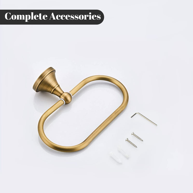 WOLIBEER Brass Toilet Paper Holder,AntiqueTowel Ring Oval Bathroom Tissue Roll Holder Hanger Bath Accessories Hardware Wall Mounted 2 Pieces Brass B
