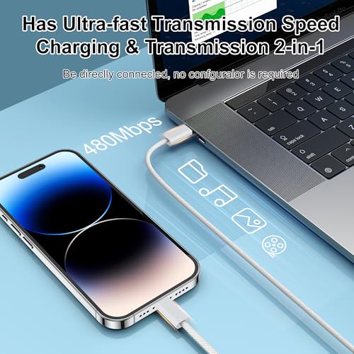 Lightning Cable USB C 1 m + 1 m, [MFi Certified] iPhone Charging Cable USB C | Power Delivery iPhone Charging Cable USB C for iPhone 14/13/13 Pro/13 Pro Max/12/12 Pro Max/11 Pro/X/XS/XR/8