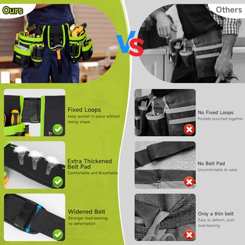 Magnetic Tool Belt Pouch Bag With Replacement Padded Tool Belt(Adjustable Waist 34''-40''),Heavy Duty Tool Belts for Men,Work Belts for Electrician,Carpenter,Construction,Utility Belt