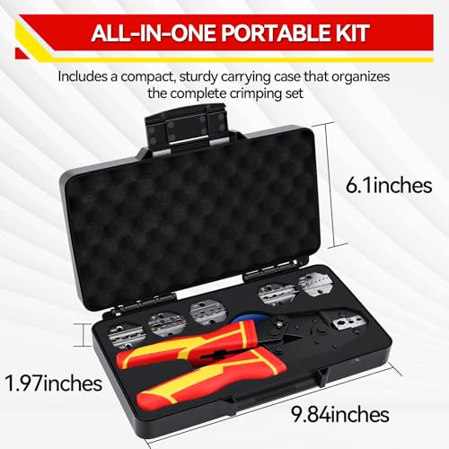 Ratcheting Wire Crimping Tool Set with 6 Jaws