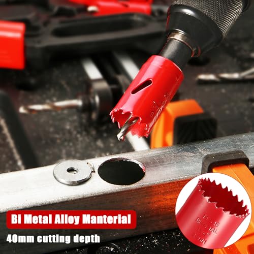 Bi-Metal Hole Saw Kit, HYCHIKA 17 Pcs High Speed Steel 3/4" to 2-1/2" Hole Saw Set in Case with Mandrels, Hole Saw Bit for Metal, Drilling PVC Board,and Plastic Plate 17 Pcs Hole Saw Kit