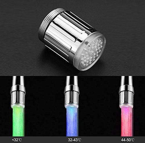 Colorful LED faucet with 3 colors temperature control faucet for home kitchen bathroom accessories