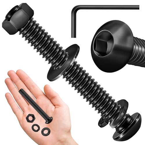 Mywish M8 x 45mm 20Pcs Flat Head Hex Socket Cap Screws Bolts & 20 Sets Assortment Kit 1/4-20 x 2 Button Head Socket Cap Bolts, 304 Stainless Steel Bolts Assortment, Black Oxide & Hex Spanner