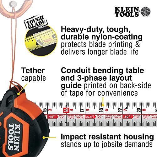 Klein Tools Tape Measure (9225) and Digital Angle Gauge (935DAG) Magnetic Double Hook + Level and Angle Gauge